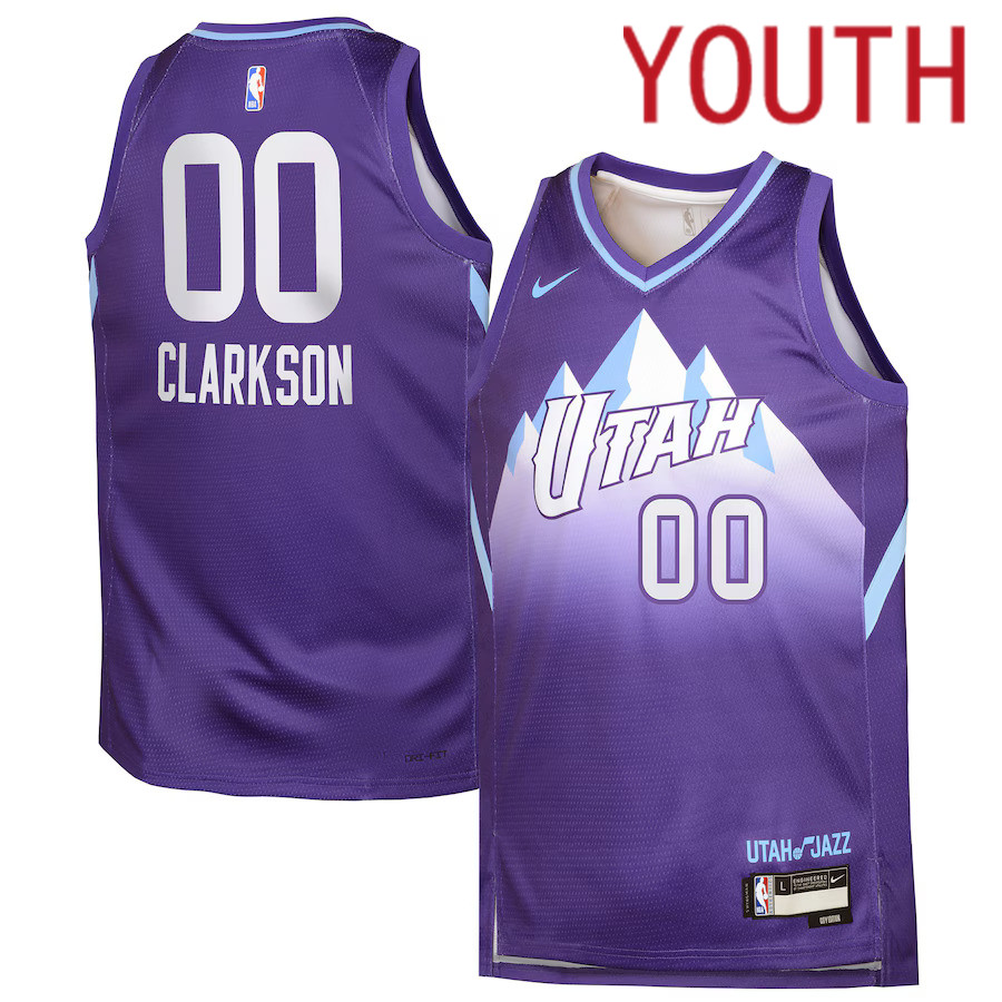 Youth Utah Jazz #00 Jordan Clarkson Nike Purple City Edition 2024-25 Swingman Player NBA Jersey->youth nba jersey->Youth Jersey